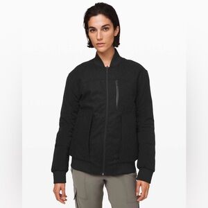Lululemon Roam Far Wool Bomber in Black / Heathered Black